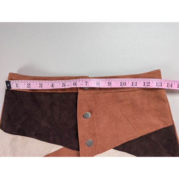 Raga Faux Suede Mini Skirt Womens Small Western Festival Party Classic Neutral - Picture 5 of 6